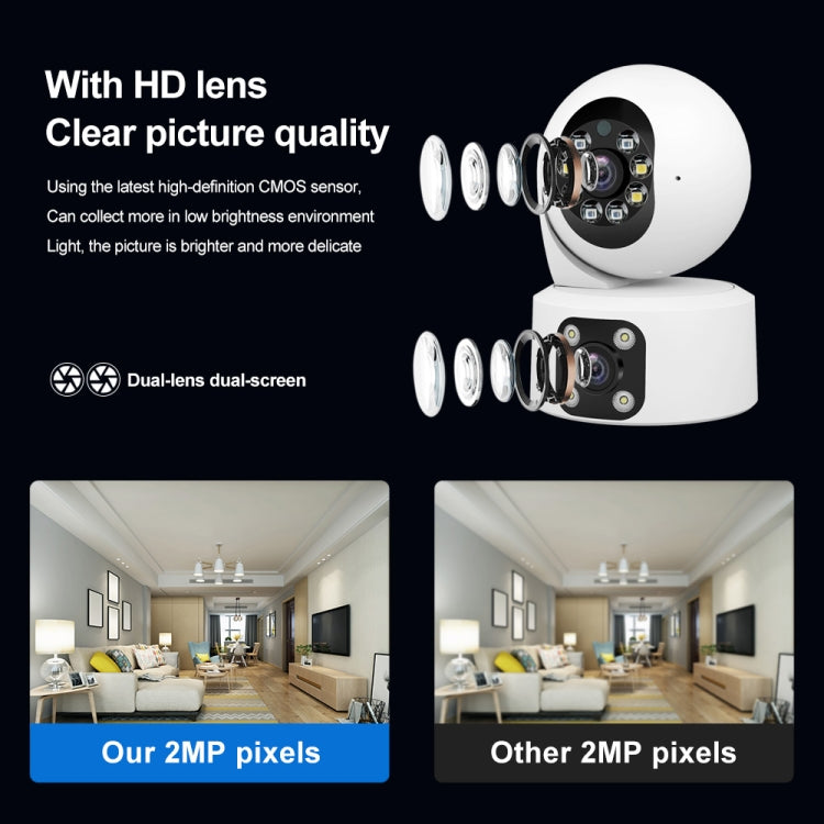 SriHome SH049 2MP + 2MP Humanoid Tracking Smart Night Vision Dual Lens HD IP Camera(UK Plug)
