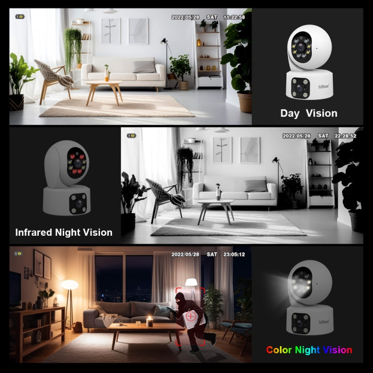 SriHome SH049 2MP + 2MP Humanoid Tracking Smart Night Vision Dual Lens HD IP Camera(AU Plug)