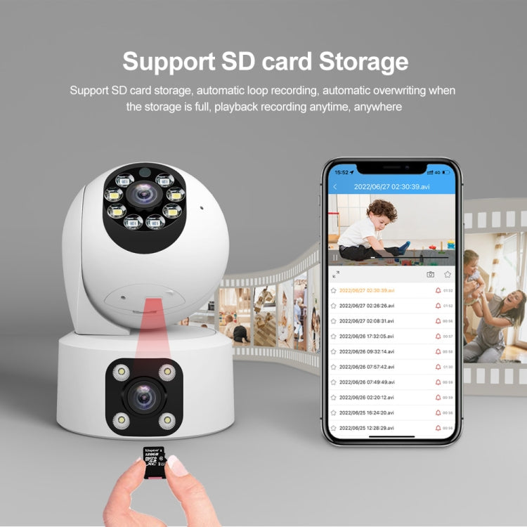 SriHome SH049 2MP + 2MP Humanoid Tracking Smart Night Vision Dual Lens HD IP Camera(EU Plug)