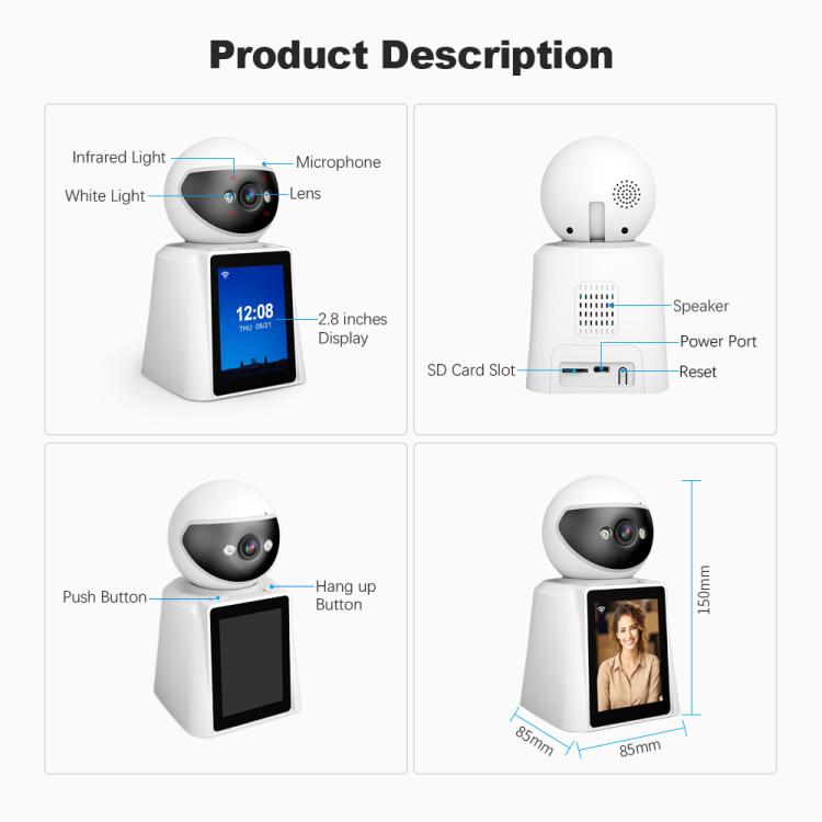 Srihome SH053 4MP 2.8 inch IPS Screen Smart Video Calling IP Camera Baby Monitor(EU Plug)