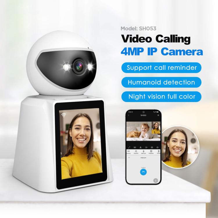 Srihome SH053 4MP 2.8 inch IPS Screen Smart Video Calling IP Camera Baby Monitor(US Plug)