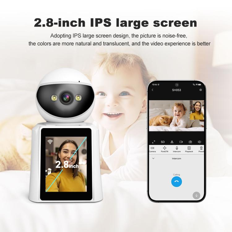 Srihome SH053 4MP 2.8 inch IPS Screen Smart Video Calling IP Camera Baby Monitor(EU Plug)