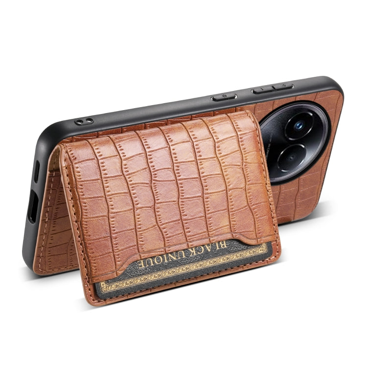 For Realme 11 5G Crocodile Texture Card Bag Design Full Coverage Phone Case(Brown)