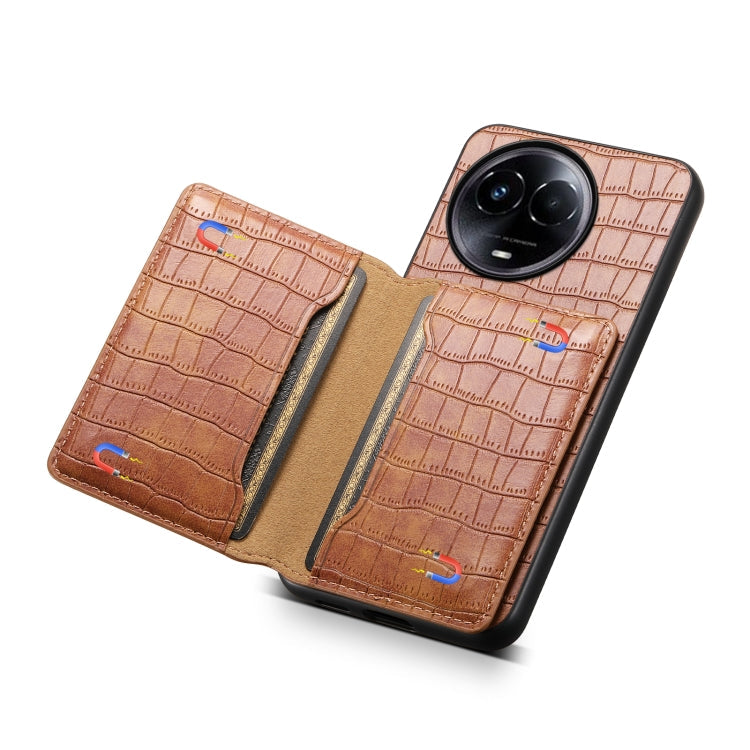 For Realme 11 5G Crocodile Texture Card Bag Design Full Coverage Phone Case(Brown)