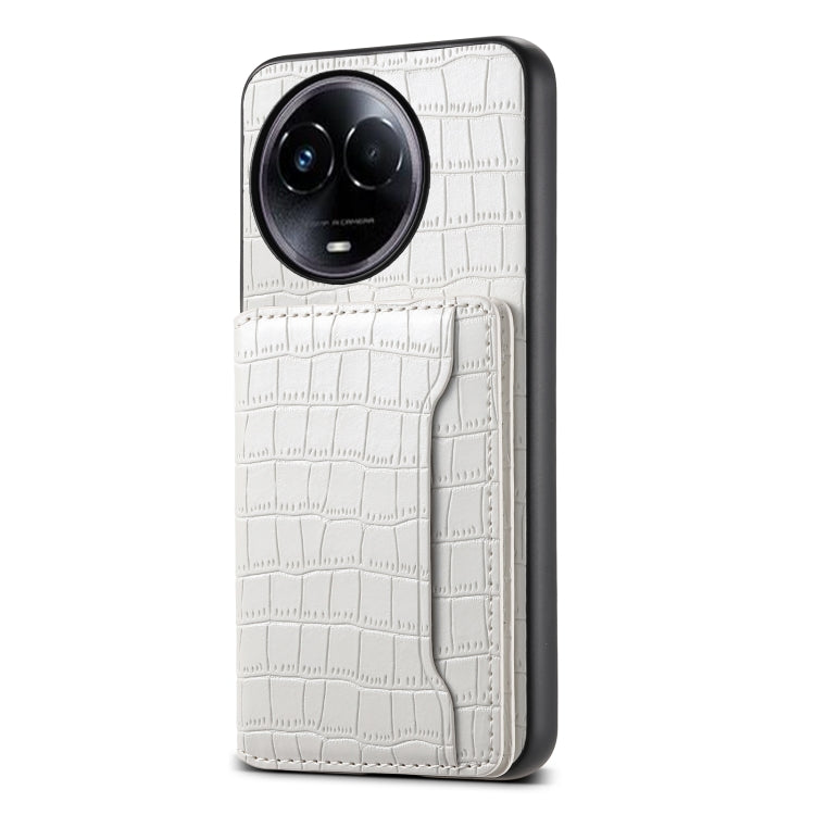 For Realme 11 5G Crocodile Texture Card Bag Design Full Coverage Phone Case(White)