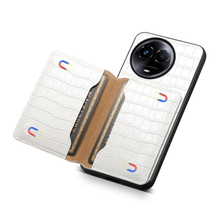 For Realme 11 5G Crocodile Texture Card Bag Design Full Coverage Phone Case(White)