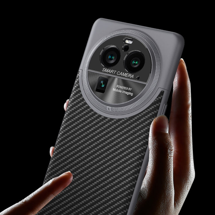 For OPPO Find X6 GKK Mortise-Tenon Connection Contrast Color Leather Shockproof Phone Case(Carbon Fibre)