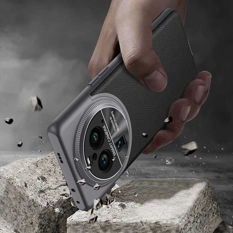 For OPPO Find X6 GKK Mortise-Tenon Connection Contrast Color Leather Shockproof Phone Case(Carbon Fibre)
