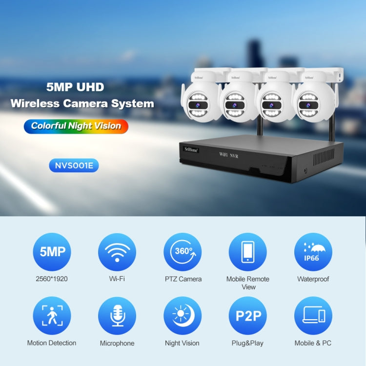 SriHome NVS001E-IPC047 Ultra HD 4 Channel WiFi Network Video Recorder Set(AU Plug)
