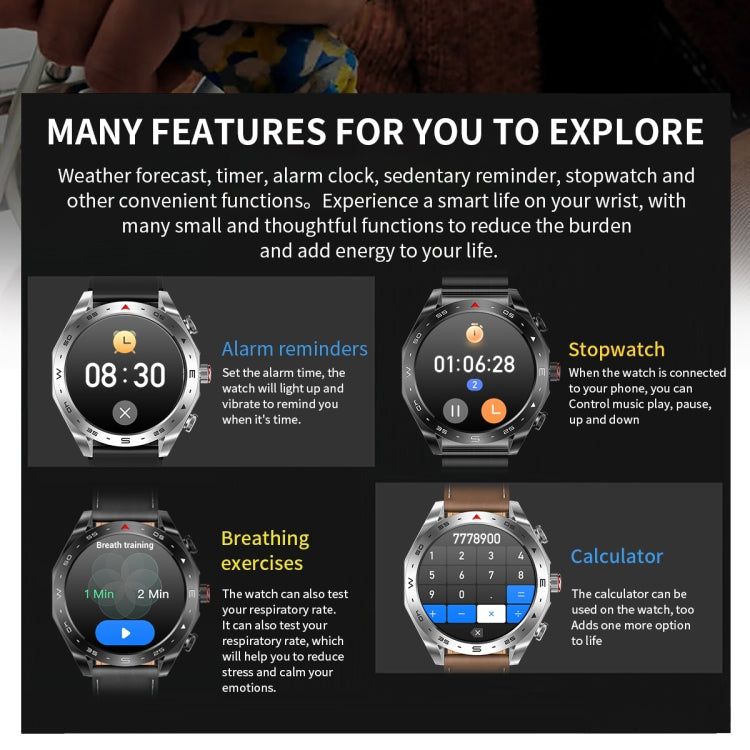 LEMFO T95 1.52 inch IPS Screen 2 in 1 Bluetooth Earphone Smart Watch Support Health Monitoring(Black)