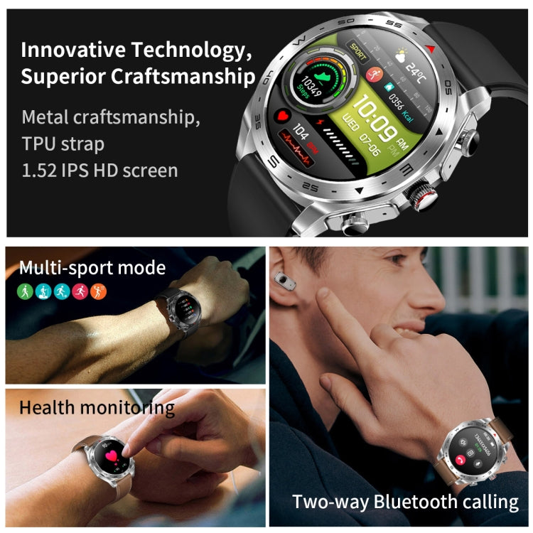 LEMFO T95 1.52 inch IPS Screen 2 in 1 Bluetooth Earphone Smart Watch Support Health Monitoring(Silver)