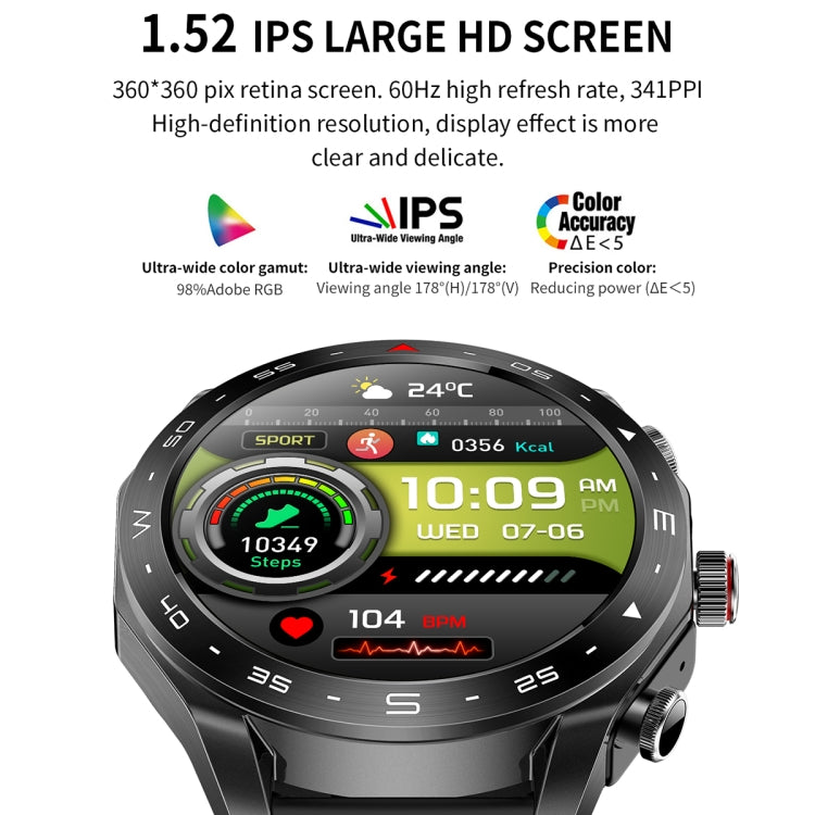 LEMFO T95 1.52 inch IPS Screen 2 in 1 Bluetooth Earphone Smart Watch Support Health Monitoring(Silver)