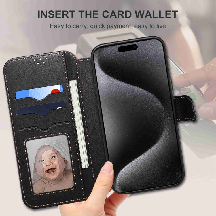 For iPhone 15 ESEBLE E1 Nappa Texture MagSafe Holder Leather Phone Case(Black)