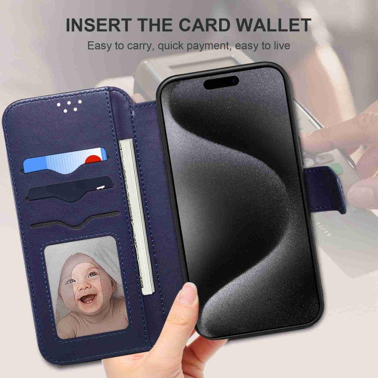 For iPhone 15 Pro Max ESEBLE E1 Nappa Texture MagSafe Holder Leather Phone Case(Dark Blue)