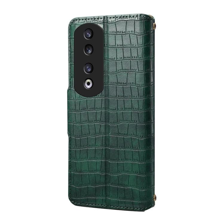For Honor 90 Pro Denior Crocodile Texture Oil Edge Leather Phone Case(Green)