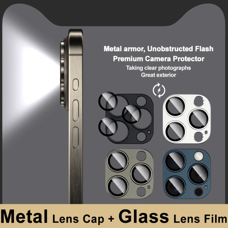 For iPhone 15 Pro Max / 15 Pro IMAK Metal Armor Premium Camera Protector Film(Silver)