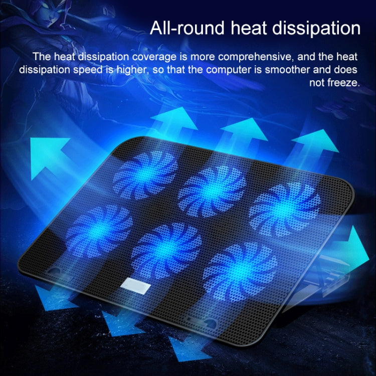 ICE COOREL Notebook Computer Base Speed Control Silent Six-fan Cooling Holder Cooling Rack, Style: Premium Edition, Style: Premium Edition(Lvory), Style: Premium Edition(Dazzling Red), Style: Premium Edition(Charm Powder), Style: Premium Edition(Black)