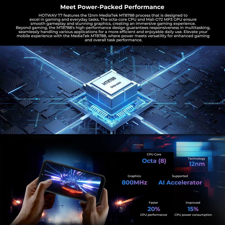 [HK Warehouse] HOTWAV T7 Rugged Phone, 4GB+128GB, 6280mAh, 6.52 inch Android 13 MT8788 Octa Core, Network: 4G, OTG(All Black)