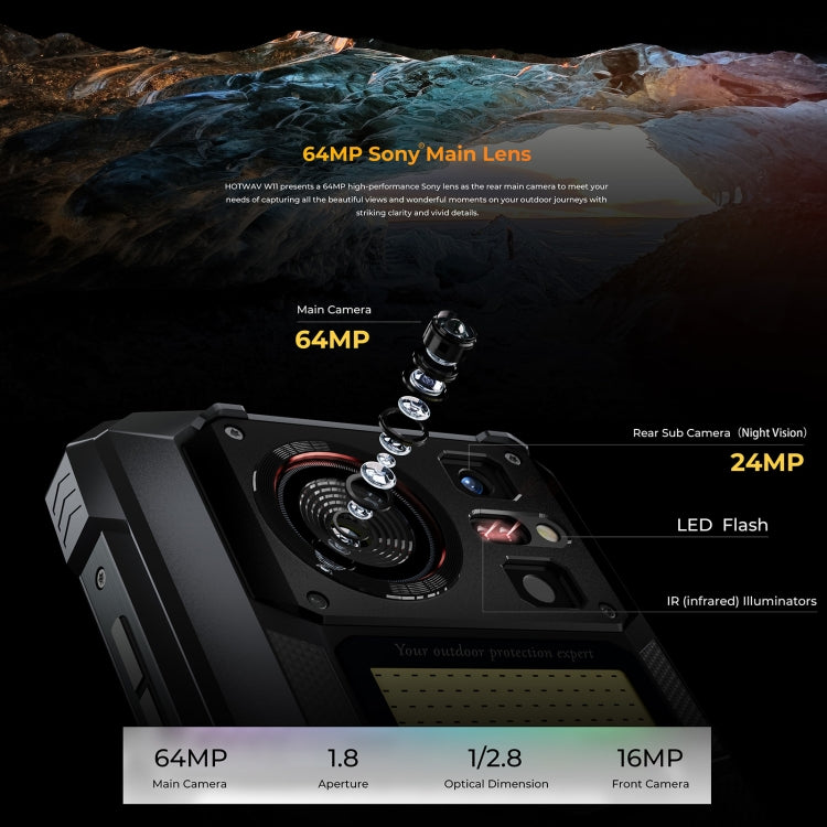 [HK Warehouse] HOTWAV W11 Rugged Phone, 6GB+256GB, Night Vision, 20800mAh, 6.6 inch Android 13 MT8788 Octa Core, Network: 4G, OTG, Recording Call (Cosmic Black)