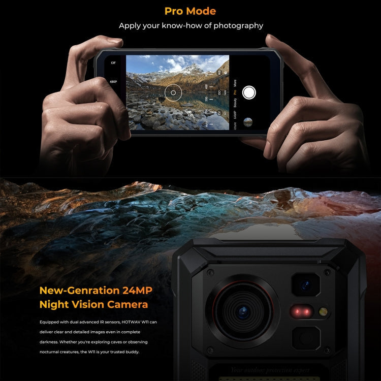 [HK Warehouse] HOTWAV W11 Rugged Phone, 6GB+256GB, Night Vision, 20800mAh, 6.6 inch Android 13 MT8788 Octa Core, Network: 4G, OTG, Recording Call (Cosmic Black)
