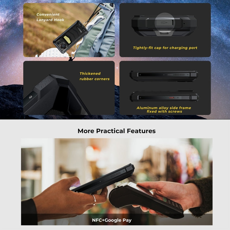 [HK Warehouse] HOTWAV W11 Rugged Phone, 6GB+256GB, Night Vision, 20800mAh, 6.6 inch Android 13 MT8788 Octa Core, Network: 4G, OTG, Recording Call (Cosmic Black)