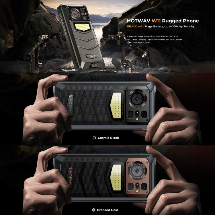 [HK Warehouse] HOTWAV W11 Rugged Phone, 6GB+256GB, Night Vision, 20800mAh, 6.6 inch Android 13 MT8788 Octa Core, Network: 4G, OTG, Recording Call (Cosmic Black)