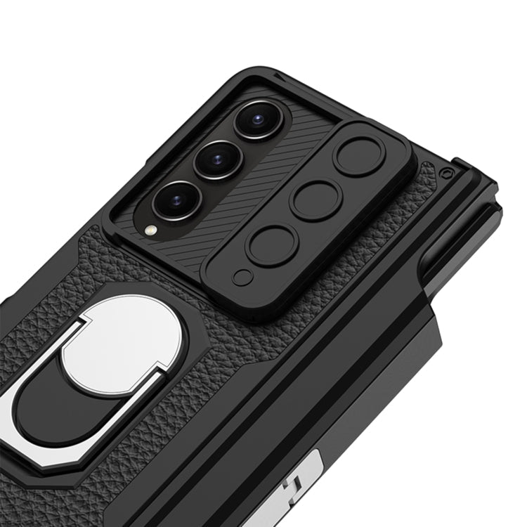 For Samsung Galaxy Z Fold4 GKK Integrated Magnetic Armor Full Coverage Phone Case(Litchi Texture)