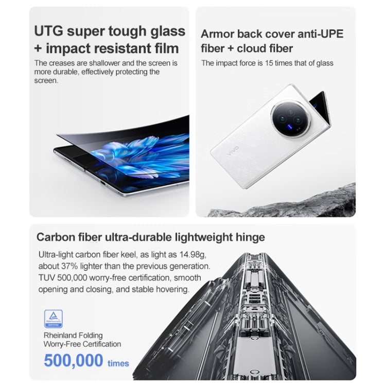 vivo X Fold3, 16GB+512GB, Face ID / Fingerprint Identification, 8.03 inch + 6.53 inch Android 14 OriginOS 4 Snapdragon 8 Gen 2 Octa Core 3.25GHz, OTG, NFC, Network: 5G(Black)