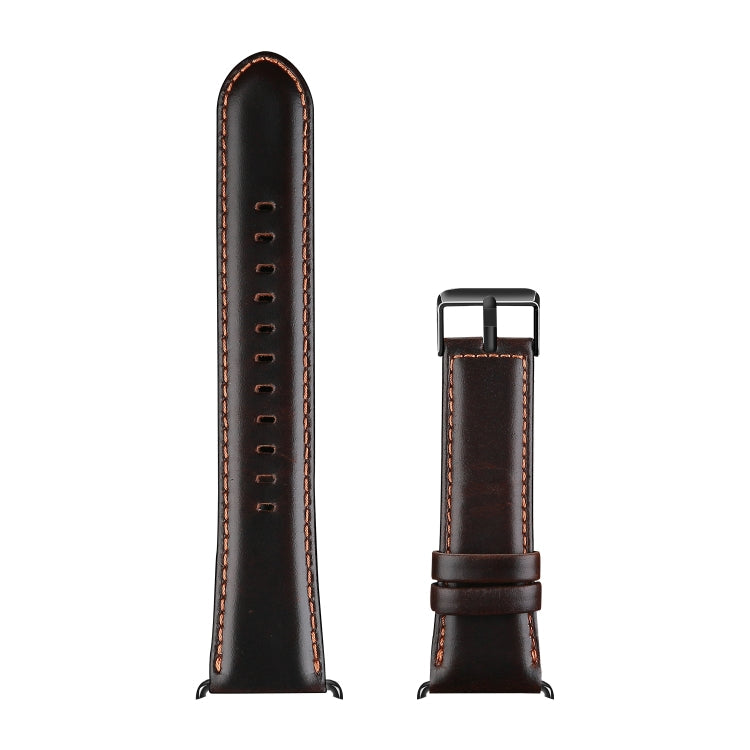 For Apple Watch SE 40mm DUX DUCIS Business Genuine Leather Watch Strap(Coffee)