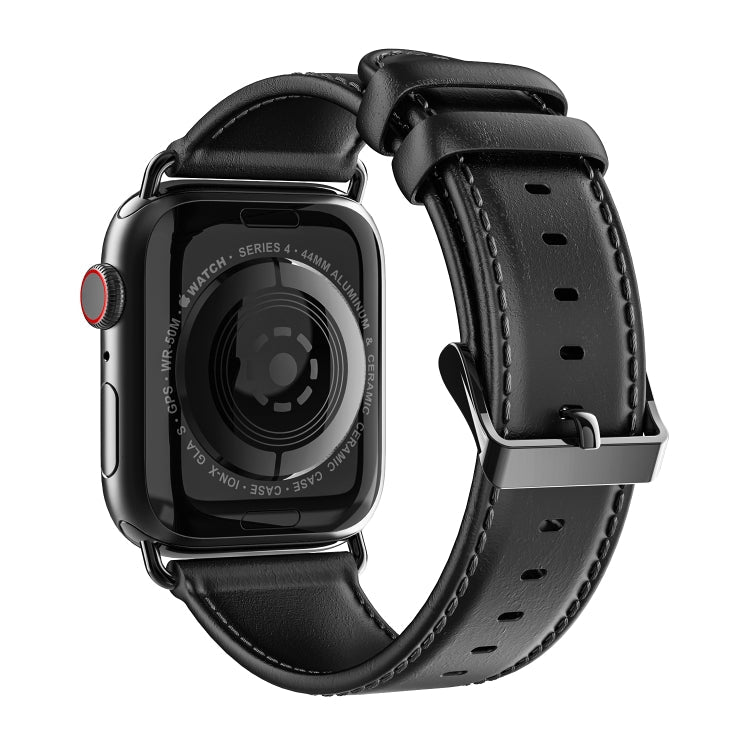 For Apple Watch Series 5 40mm DUX DUCIS Business Genuine Leather Watch Strap(Black)