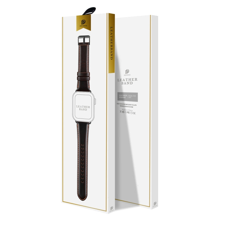 For Apple Watch Series 2 42mm DUX DUCIS Business Genuine Leather Watch Strap(Coffee)