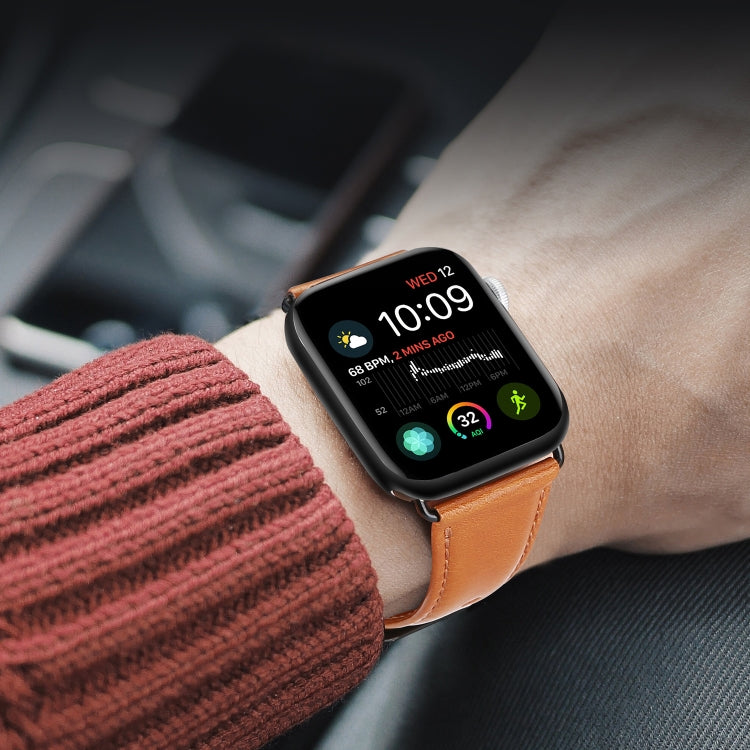 For Apple Watch Series 2 42mm DUX DUCIS Business Genuine Leather Watch Strap(Khaki)