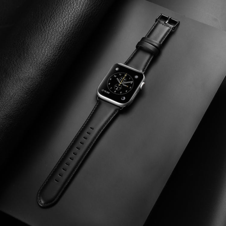 For Apple Watch Series 2 38mm DUX DUCIS Business Genuine Leather Watch Strap(Black)