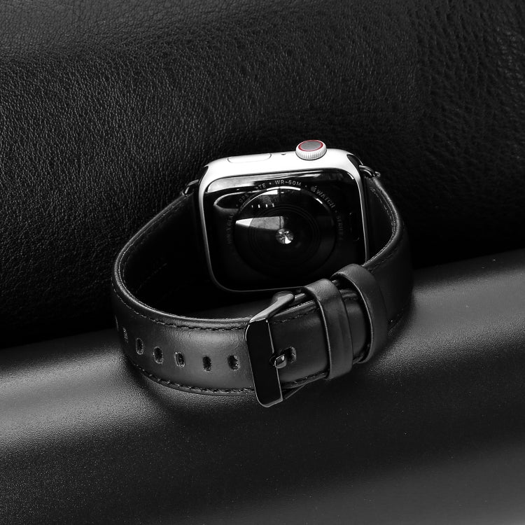 For Apple Watch Series 2 38mm DUX DUCIS Business Genuine Leather Watch Strap(Black)