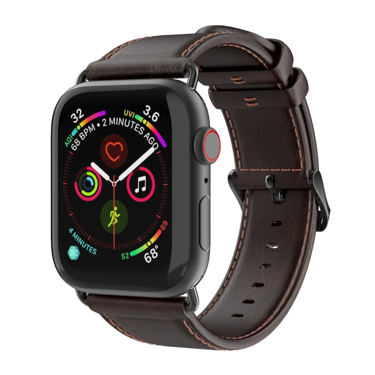 For Apple Watch Series 2 38mm DUX DUCIS Business Genuine Leather Watch Strap(Coffee)