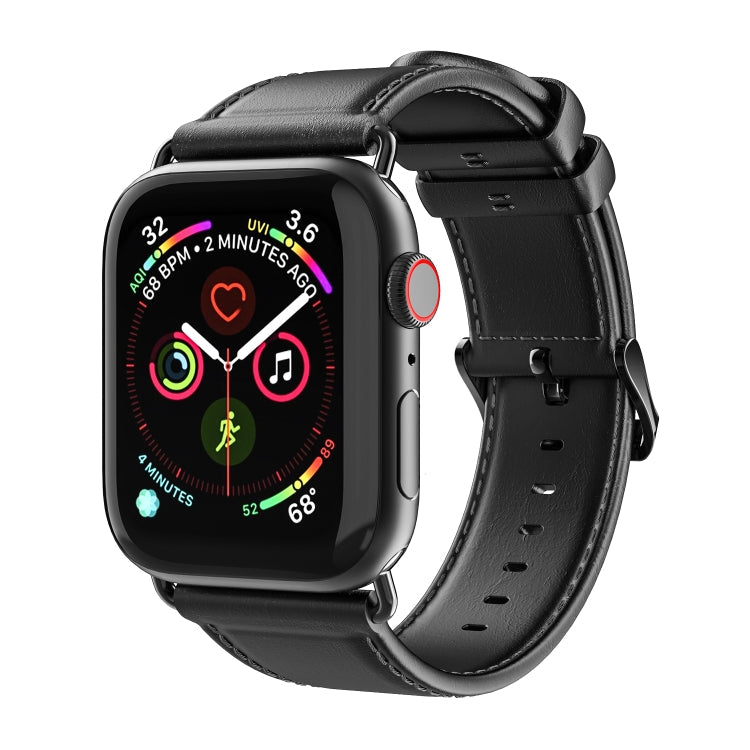 For Apple Watch 38mm DUX DUCIS Business Genuine Leather Watch Strap(Black)