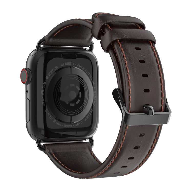 For Apple Watch 38mm DUX DUCIS Business Genuine Leather Watch Strap(Coffee)