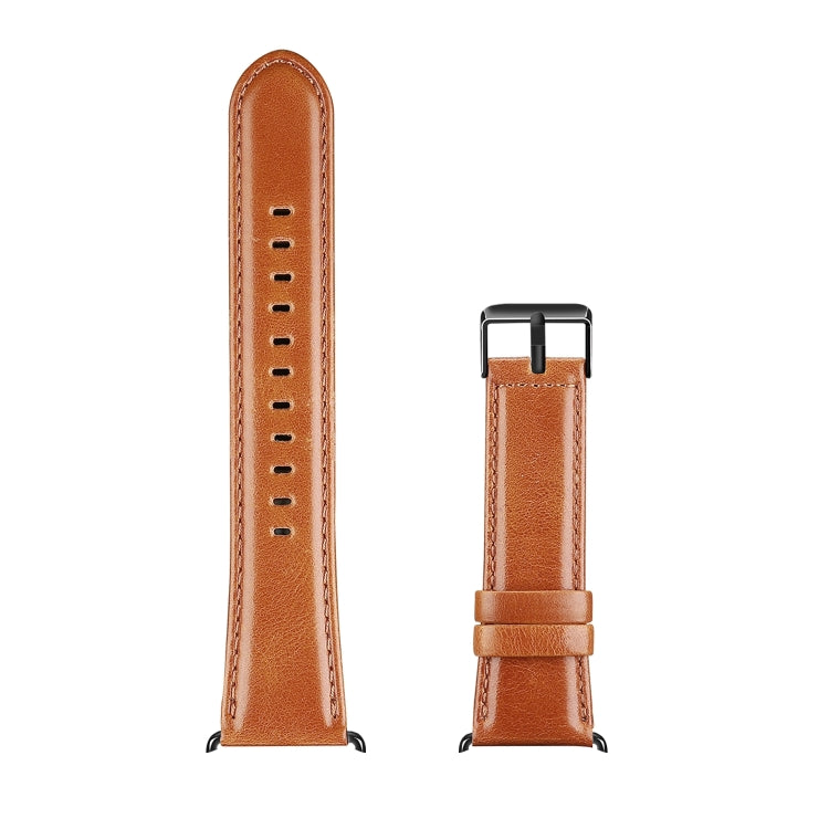 For Apple Watch Series 10 42mm DUX DUCIS Business Genuine Leather Watch Strap(Khaki)