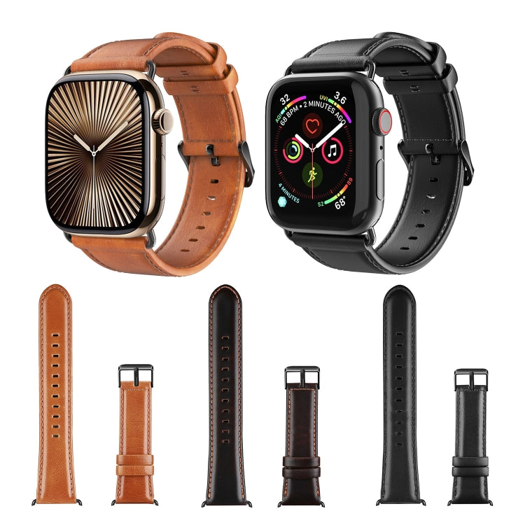 For Apple Watch Series 2 38mm DUX DUCIS Business Genuine Leather Watch Strap(Black)