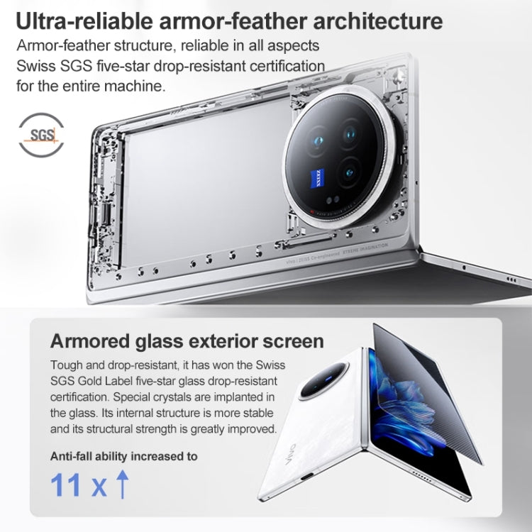 vivo X Fold3 Pro, 16GB+512GB, Face ID / Fingerprint Identification, 8.03 inch + 6.53 inch Android 14 OriginOS 4 Snapdragon 8 Gen 3 Octa Core 3.3GHz, OTG, NFC, Network: 5G(White)