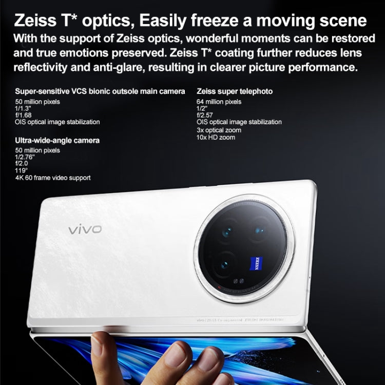 vivo X Fold3 Pro, 16GB+1TB, Face ID / Fingerprint Identification, 8.03 inch + 6.53 inch Android 14 OriginOS 4 Snapdragon 8 Gen 3 Octa Core 3.3GHz, OTG, NFC, Network: 5G(White)
