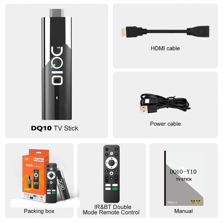 LEMFO DQ10 Allwinner H618 Quad Core ARM Cortex A53 8K HD Android TV Stick, RAM:2GB+16GB(EU Plug)