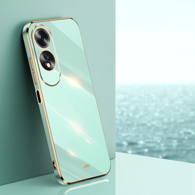 For OPPO A60 4G XINLI Straight Edge 6D Electroplate TPU Phone Case(Mint Green)