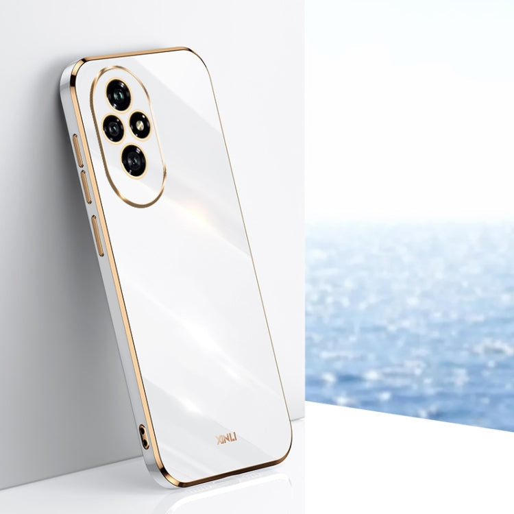 For Honor 200 XINLI Straight 6D Plating Gold Edge TPU Phone Case(White)