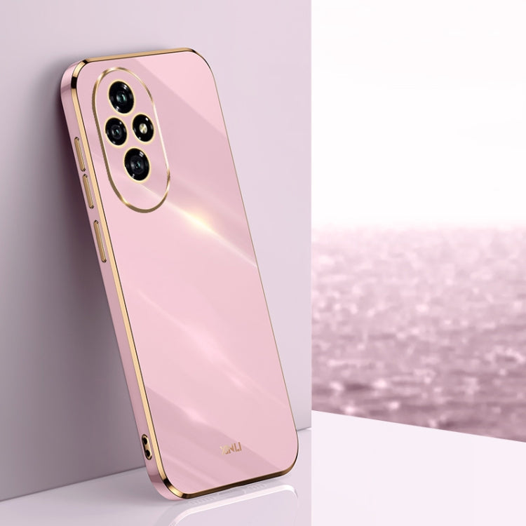 For Honor 200 XINLI Straight 6D Plating Gold Edge TPU Phone Case(Cherry Purple)