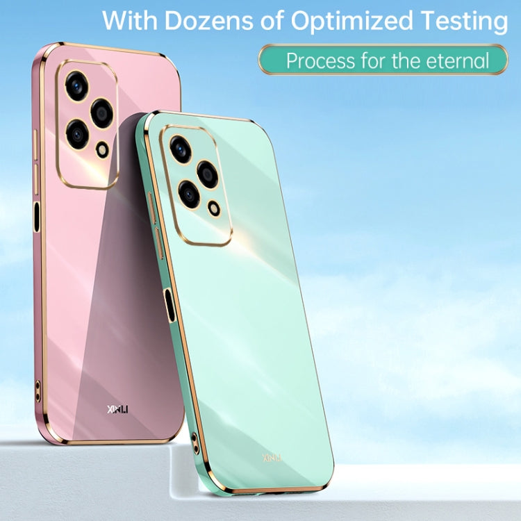 For Honor 200 Lite Global XINLI Straight 6D Plating Gold Edge TPU Phone Case(Cherry Purple)