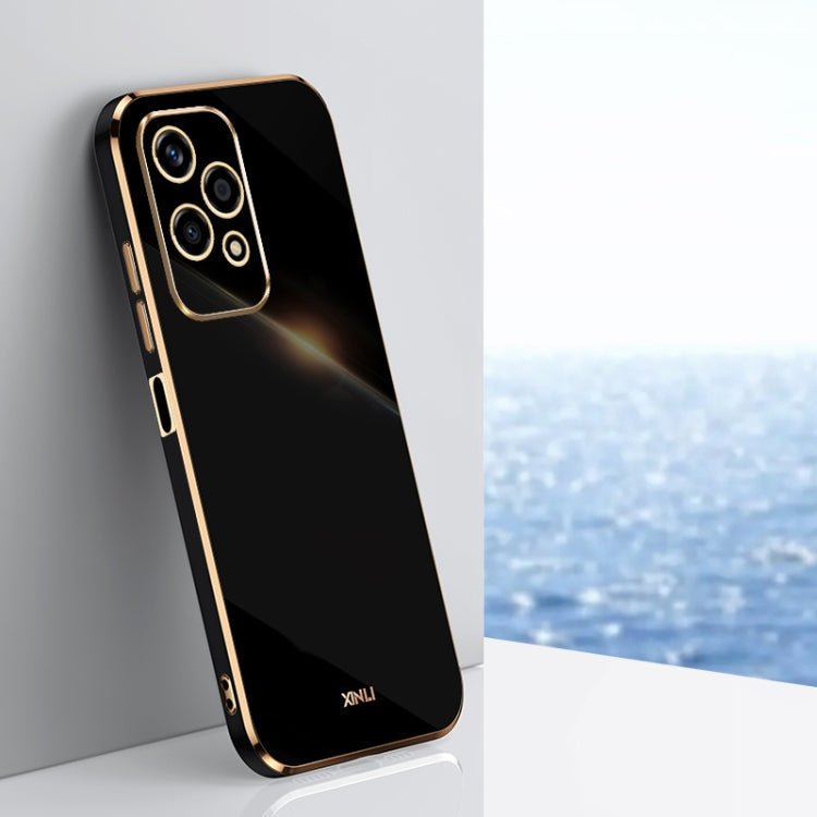 For Honor 200 Lite Global XINLI Straight 6D Plating Gold Edge TPU Phone Case(Black)
