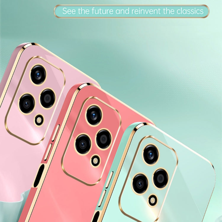 For Honor 200 Lite Global XINLI Straight 6D Plating Gold Edge TPU Phone Case(Black)