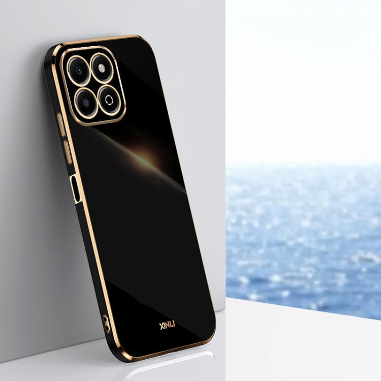 For Honor X6b XINLI Straight 6D Plating Gold Edge TPU Phone Case(Black)