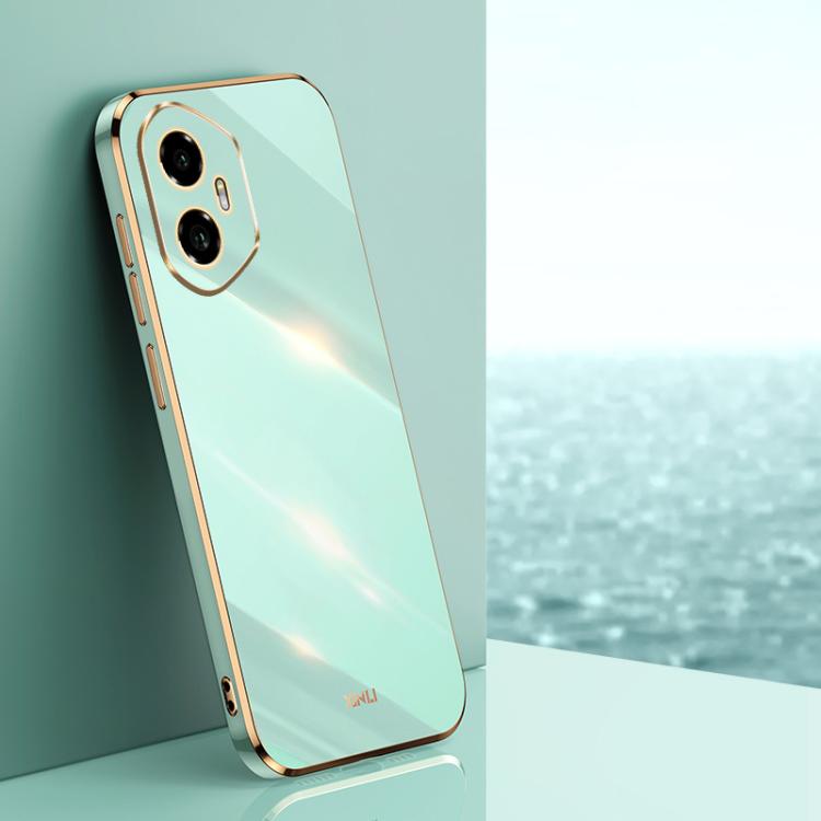 For Honor 300 XINLI Straight 6D Plating Gold Edge TPU Phone Case(Mint Green)